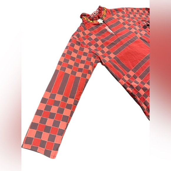 Sheridan French Liv Blouse in Red Plaid with Gold Studs Size XS - Picture 3 of 12